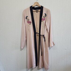 Topshop Embroidered Open Front Kimono Women's Size 6